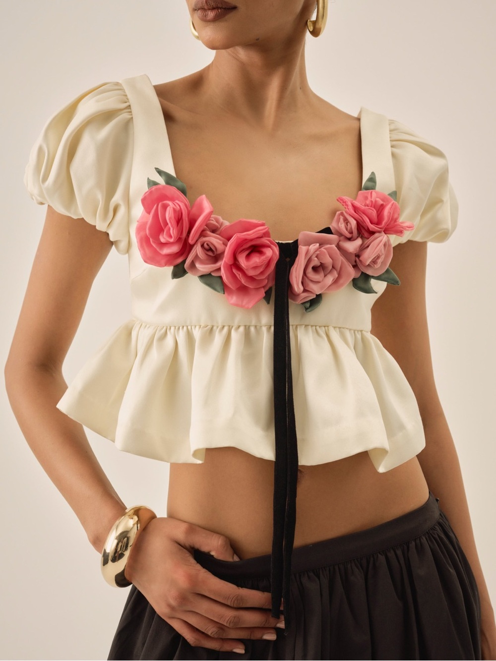 Rare For Love and Lemons Rosalie Peplum Crop Top size Small NWT
